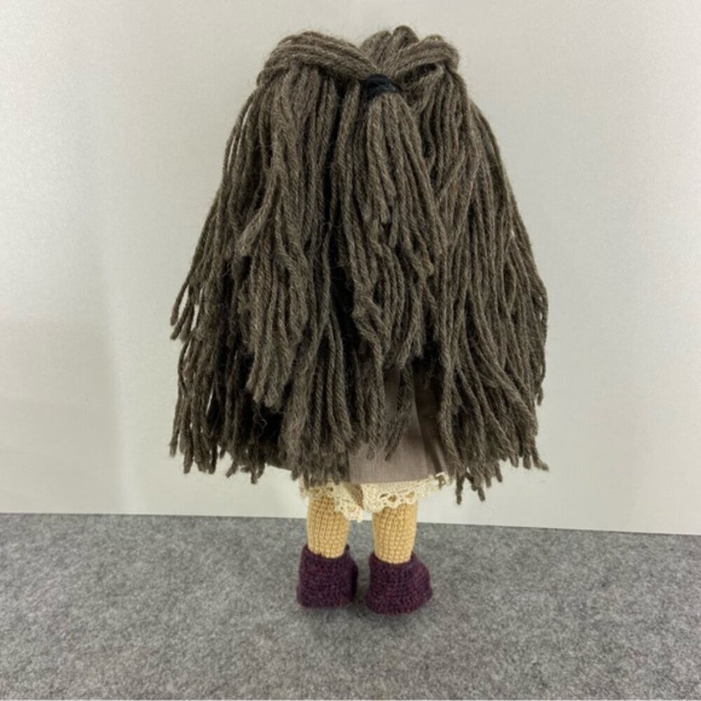 Handmade Crochet Doll with Brown Hair and Purple Boots - Picture 5 of 12